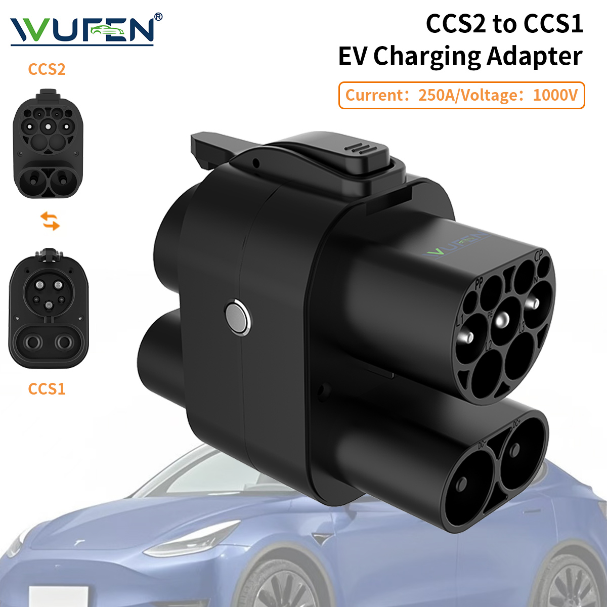 Ccs2 To Ccs1 Fast Charge Adapter 250Kw - Адаптер WUFEN CCS2 к CCS1 Адаптер