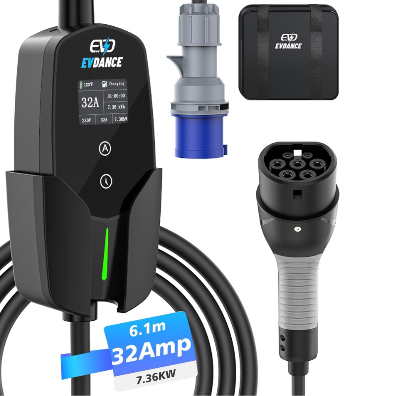 EVDANCE 32A Тип 2 EV зарядное  – обзор и цена Portable Ev Charger 32A Type 2 Cee Plug