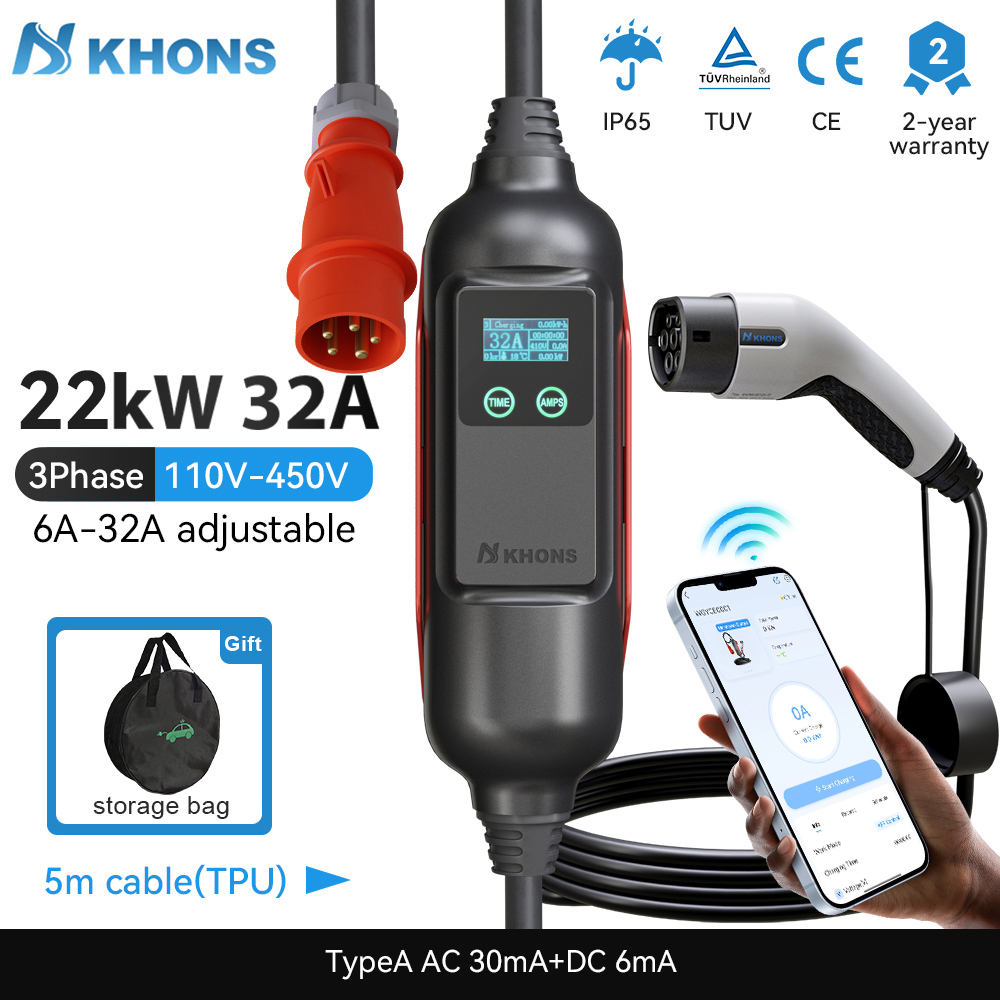 Портативное зарядное устройств – обзор и цена Portable Ev Charger 32A Type 2 Cee Plug