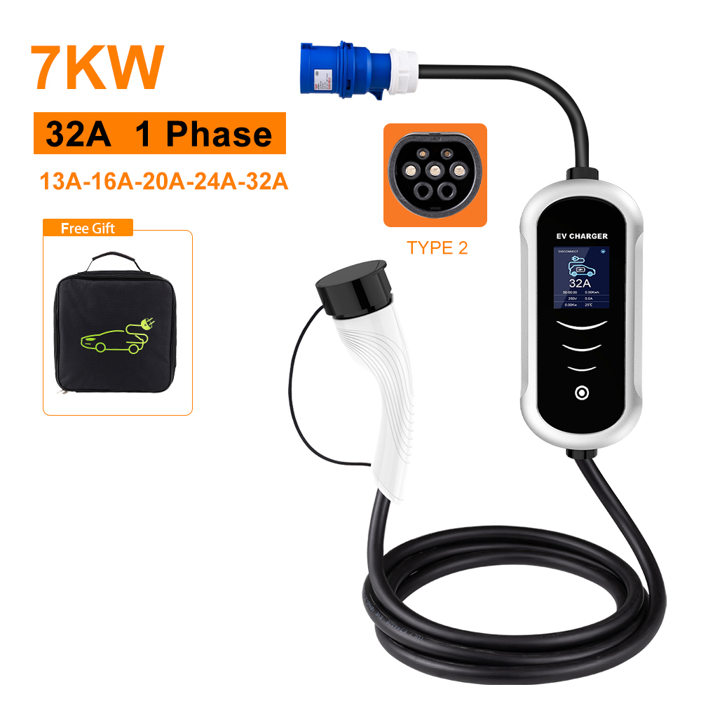 Портативное зарядное устройств – обзор и цена Portable Ev Charger 32A Type 2 Cee Plug