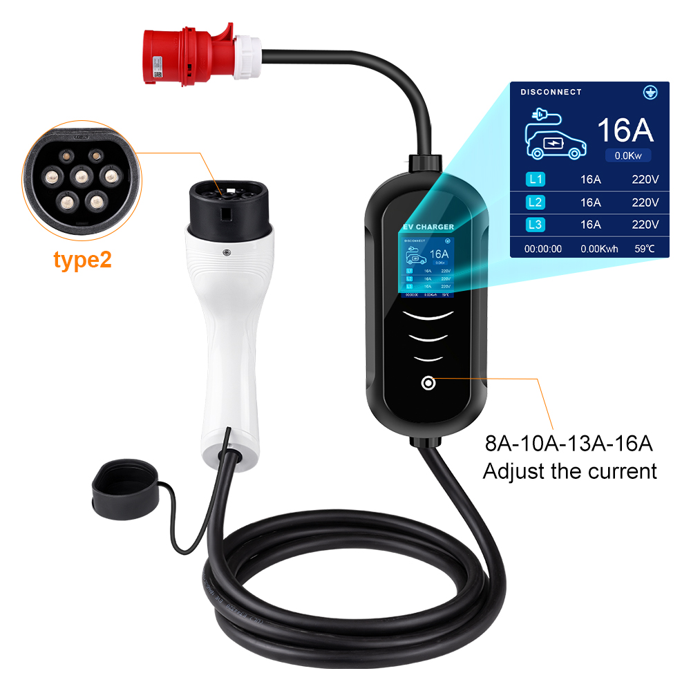 IPENGEN 11KW 16A 3-фазное порт – обзор и цена Portable Ev Charger 32A Type 2 Cee Plug